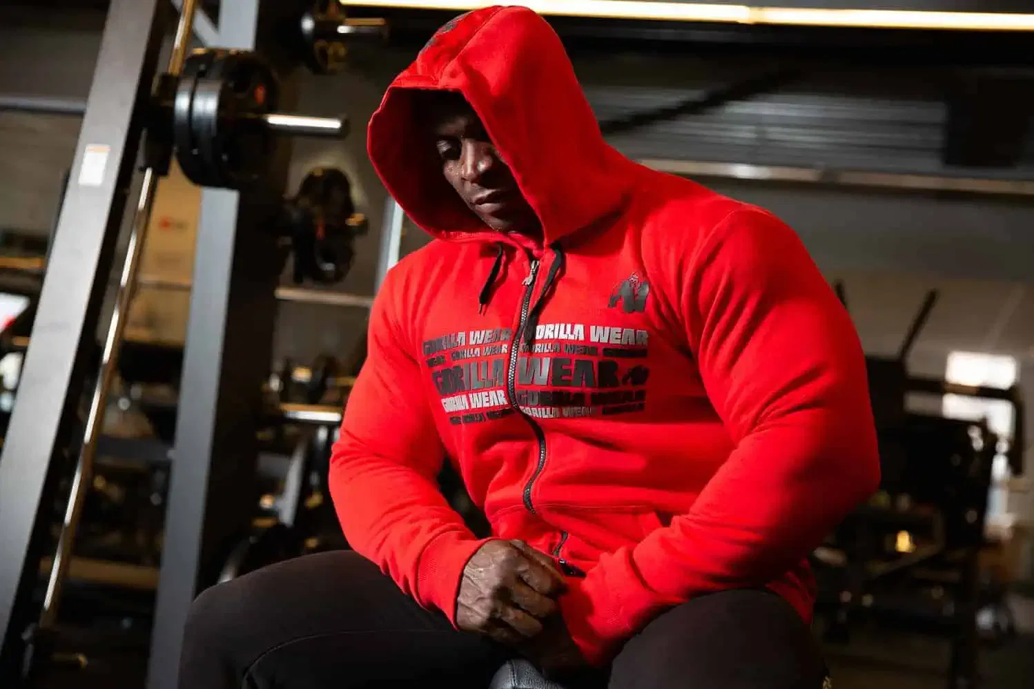 Bowie Mesh Zipped Hoodie - Red - Image 4