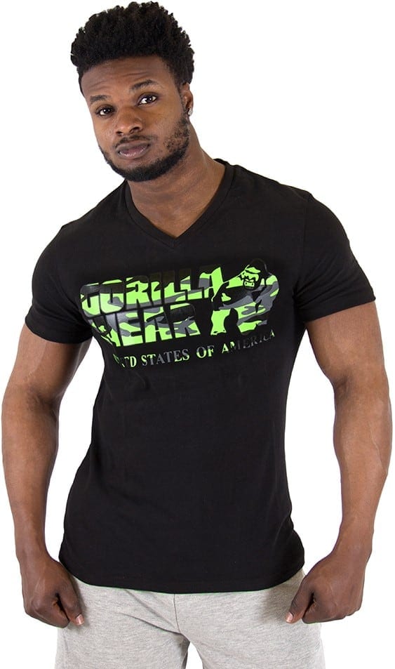 Sacramento V-Neck T-Shirt - Black/Lime Neon