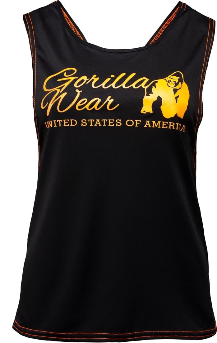 Odessa Cross Back Tank Top - Black/Neon Orange