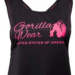 Odessa Cross Back Tank Top - Black/Pink