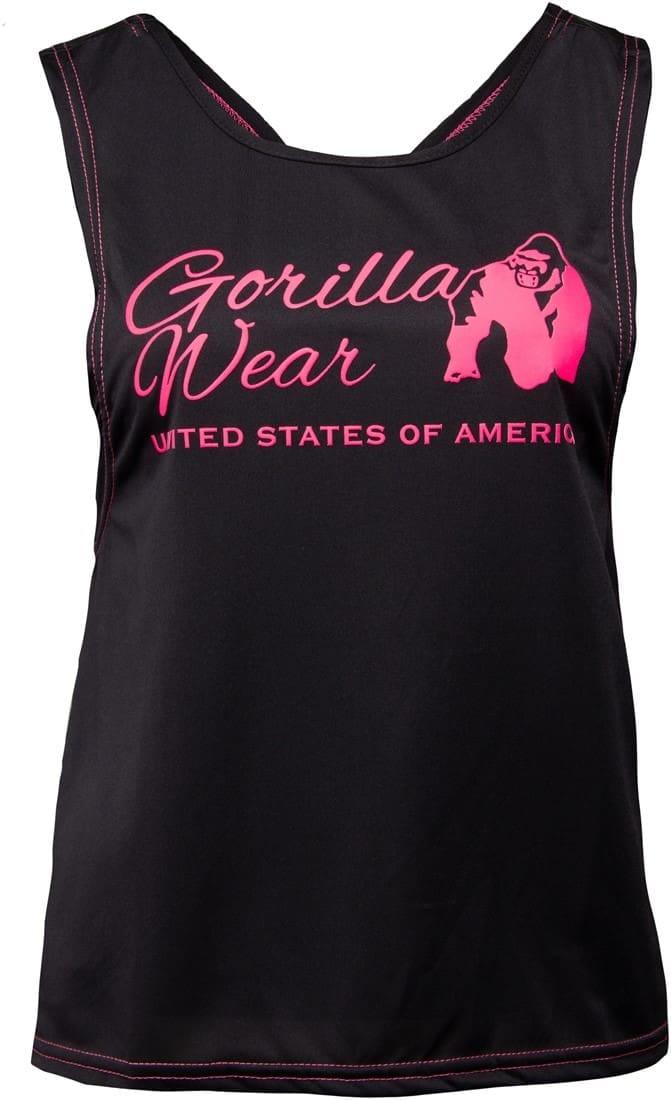 Odessa Cross Back Tank Top - Black/Pink