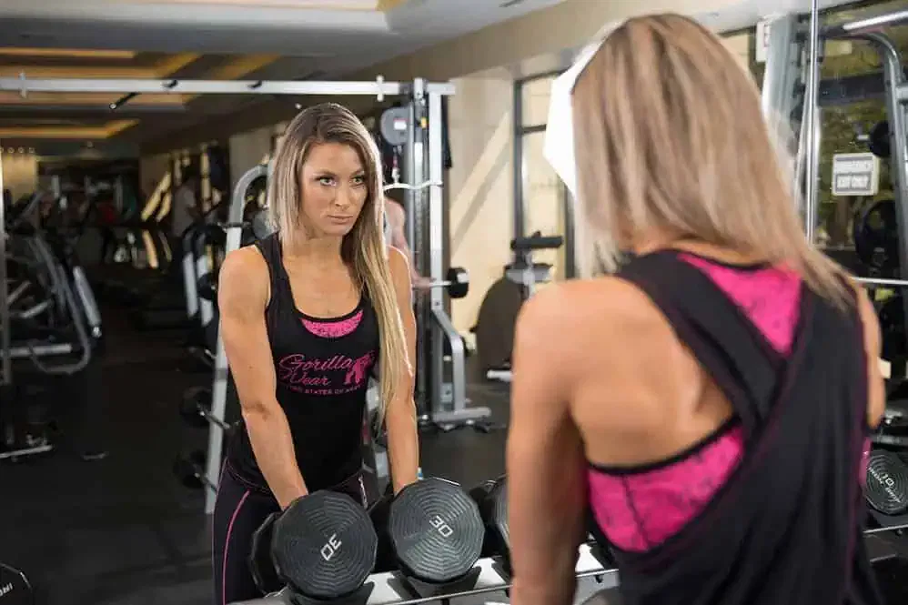 Odessa Cross Back Tank Top - Black/Pink - Image 3
