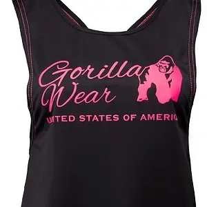 Odessa Cross Back Tank Top - Black/Pink