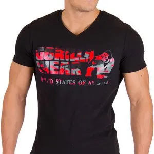 Sacramento V-Neck T-Shirt - Black/Red