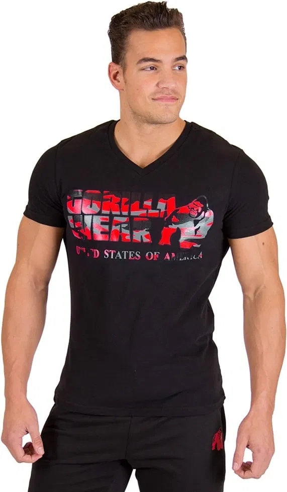 Sacramento V-Neck T-Shirt - Black/Red